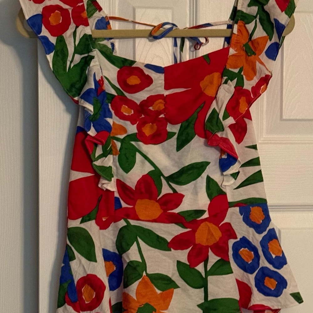 Floral Print Ruffle sleeve blouse